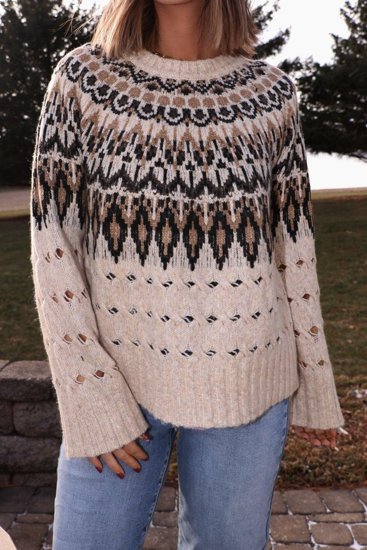 Steve Madden Cream Suzette Fair Isle Sweater Product Image