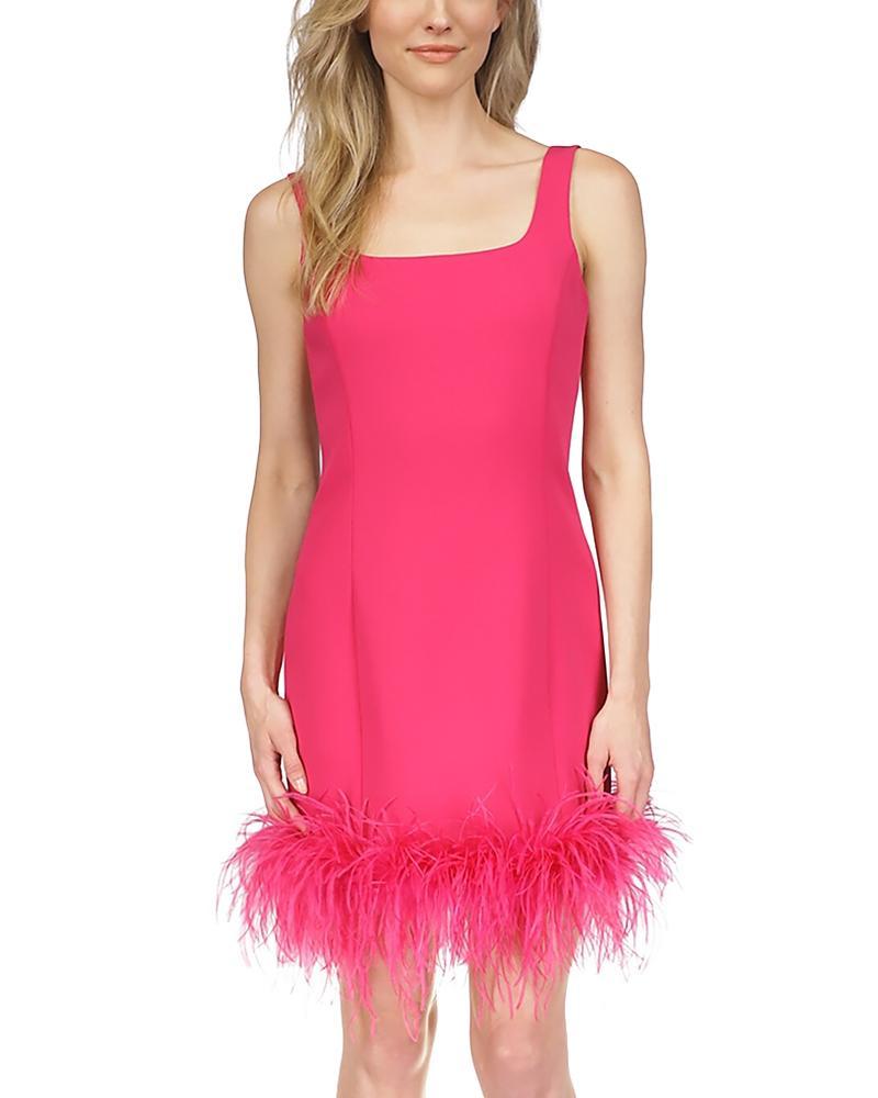 Womens Feathered Stretch Crepe Minidress Product Image