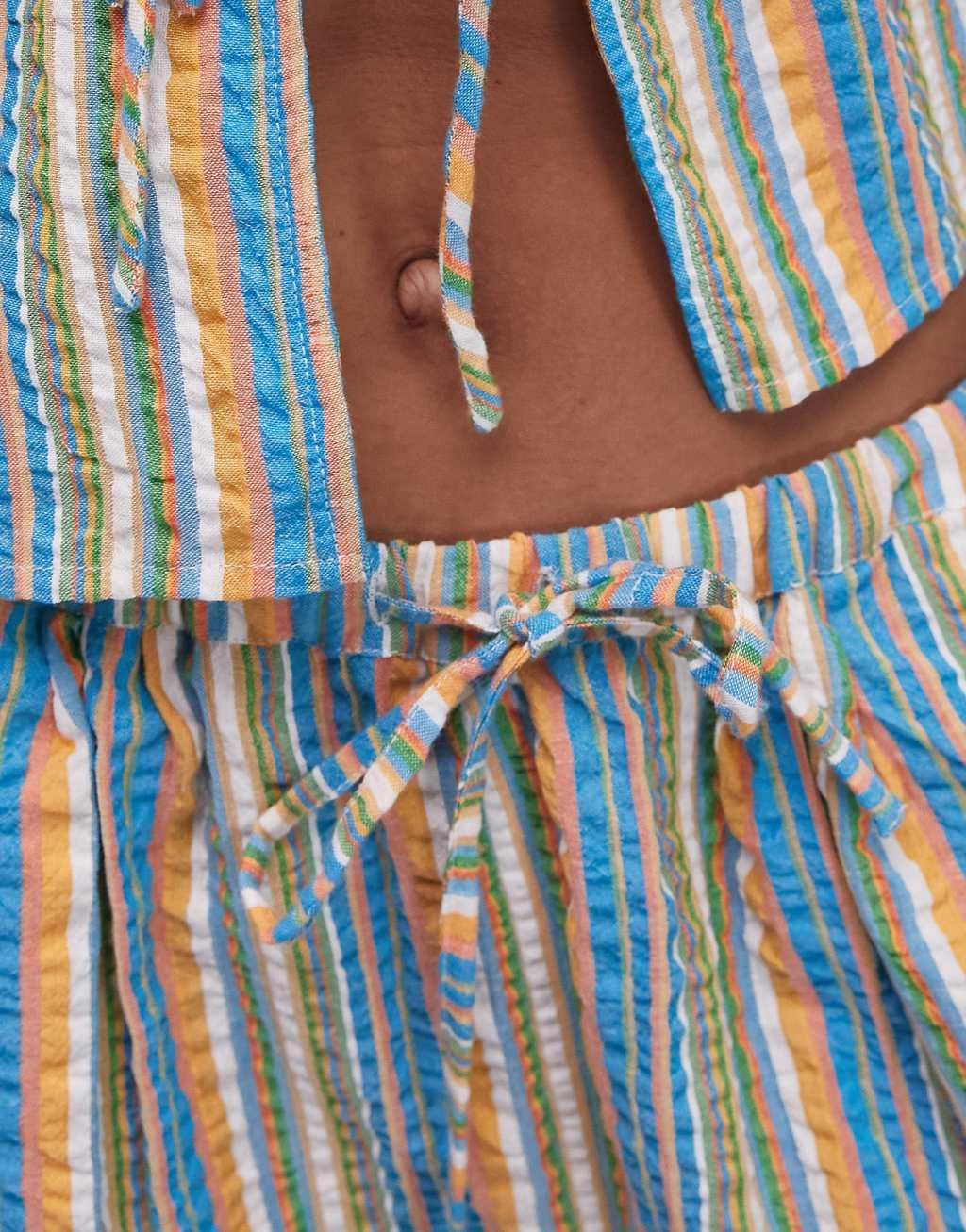 Topshop seersucker striped beach shorts in multi - part of a set  Product Image