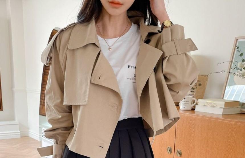 Zip-Up Plain Trench Jacket Product Image