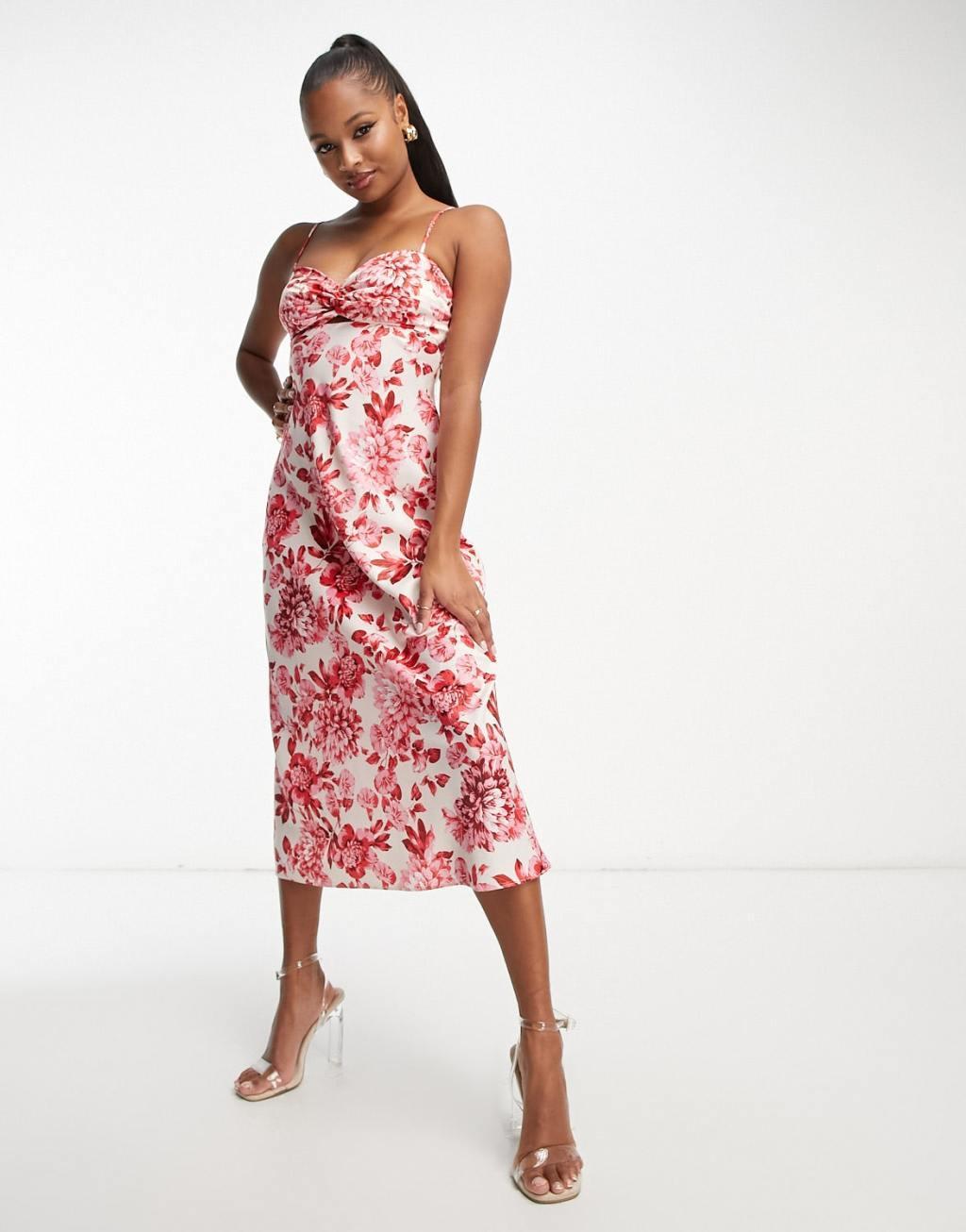 Ever New Petite strappy maxi dress in red floral  Product Image