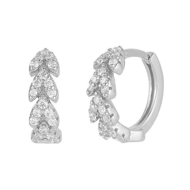 Sunkissed Sterling Cubic Zirconia Leaf Hoop Earrings, Womens, Silver Tone Product Image