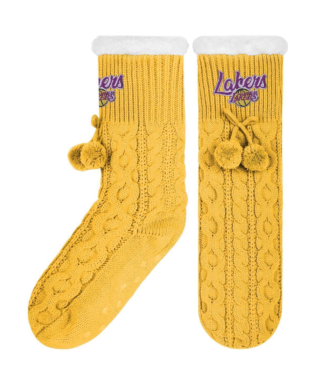 Womens FOCO Los Angeles Lakers Cable Knit Footy Slipper Socks Product Image