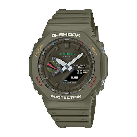 Men's Casio G-Shock Solar Powered Green Resin Strap Watch with Multi-Color Accents (Model: Gab2100Fc-3A) Product Image