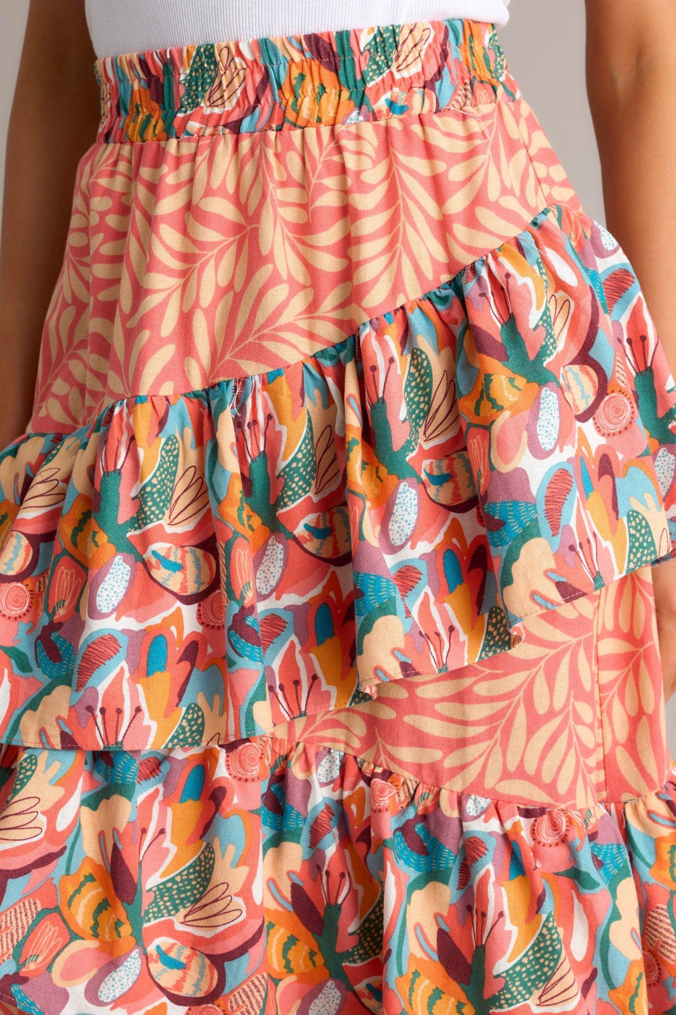 Sunset Horizon Hues Multi Print Midi Skirt Product Image