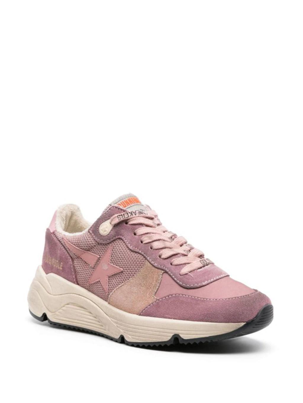 Running Sole Mixed Leather Sneakers In Ash Rose,mauve,antique Pink Product Image