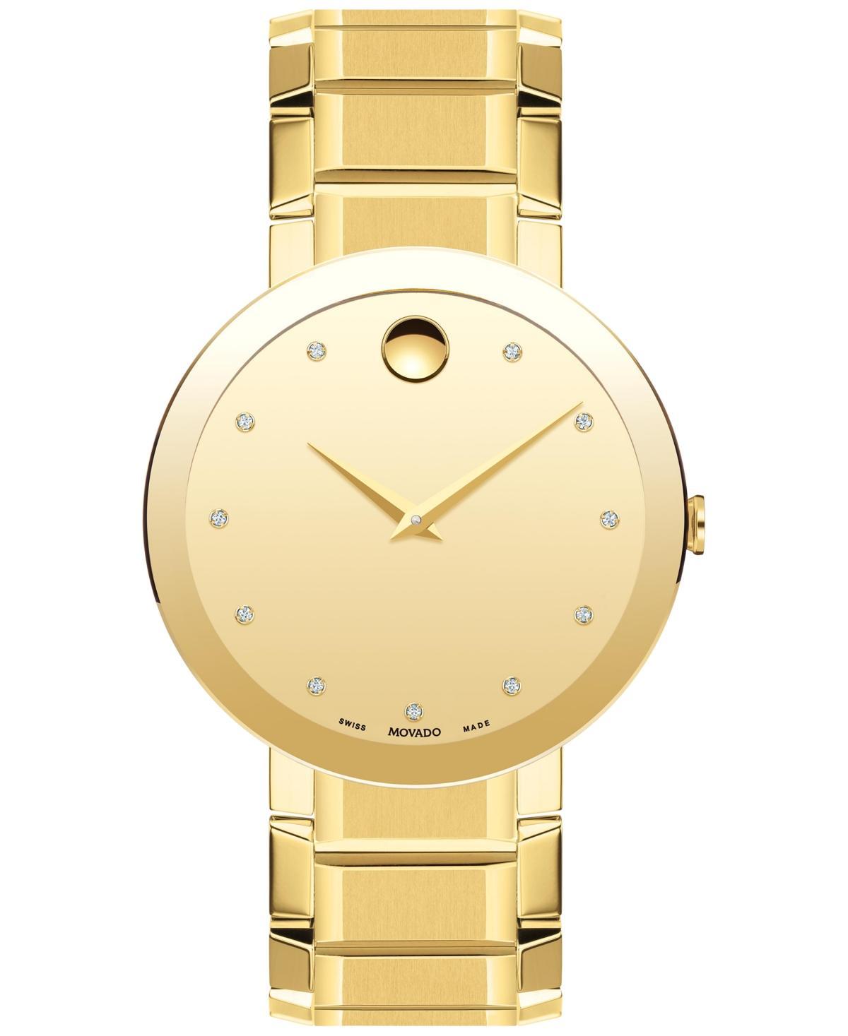 Men's Movado Sapphireâ¢ Diamond Accent Gold-Tone PVD Watch with Gold-Tone Dial (Model: 0607588) Product Image