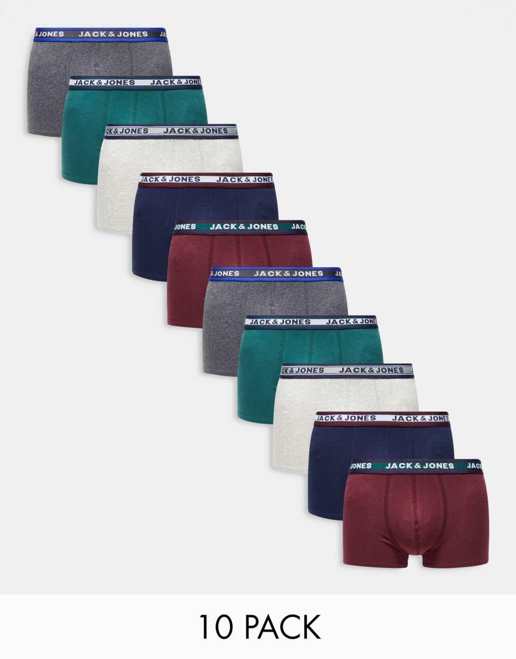 Jack & Jones 10 pack trunks in multi Product Image