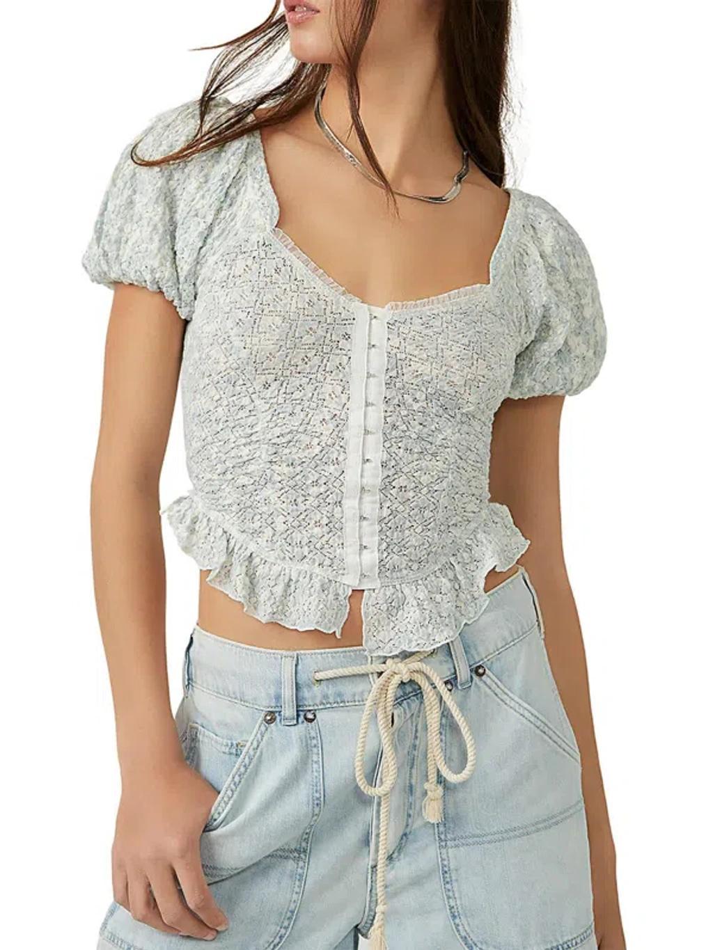 Oh Baby Womens Ruffled Lace Cropped In Multi Product Image