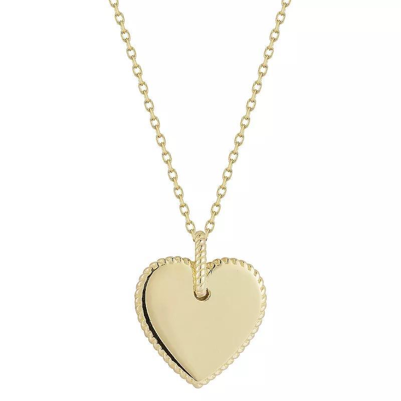 LUMINOR GOLD 14k Gold Heart Twist Border Pendant Necklace, Womens Product Image