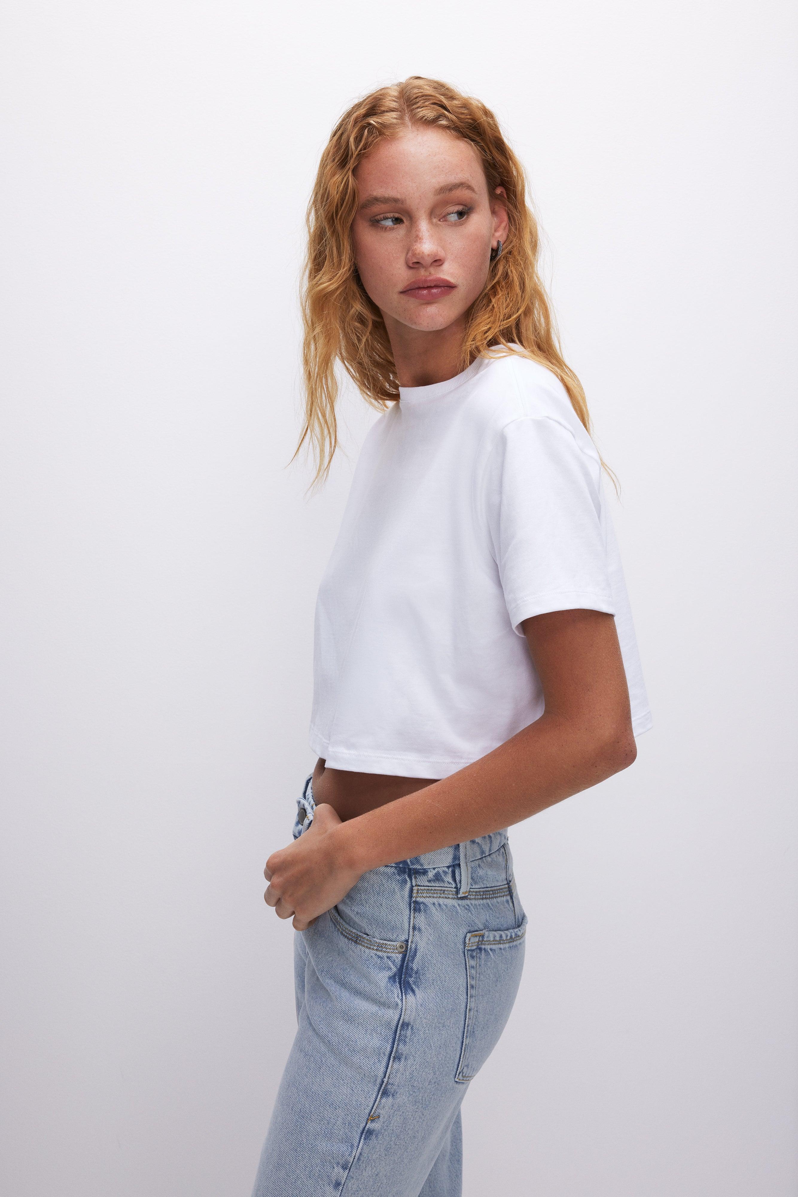 COTTON CROPPED TEE | WHITE001 Product Image