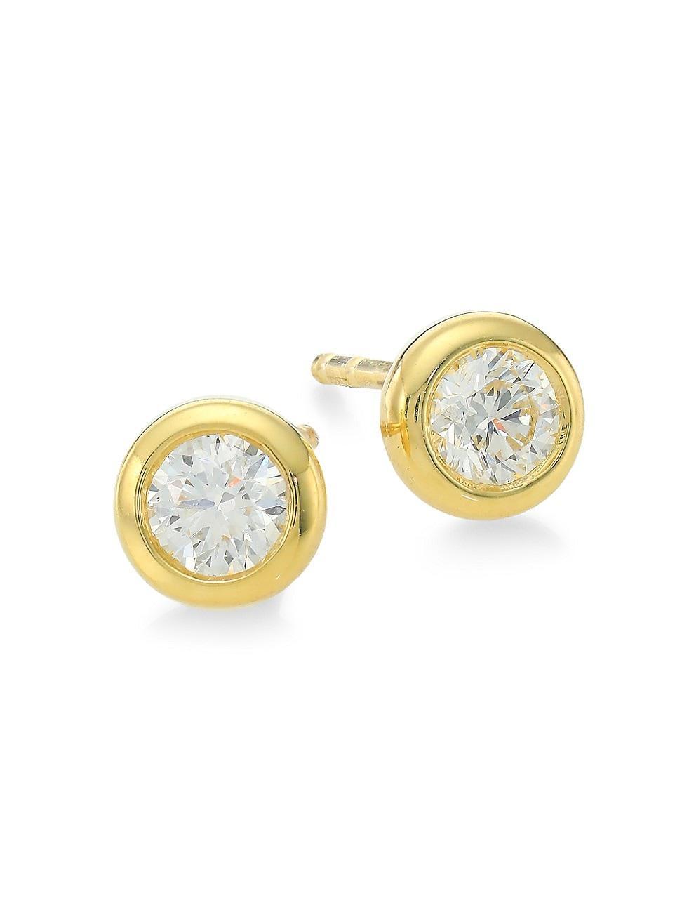 Womens Tiny Treasures 18K Yellow Gold & 0.51 TCW Diamond Stud Earrings Product Image