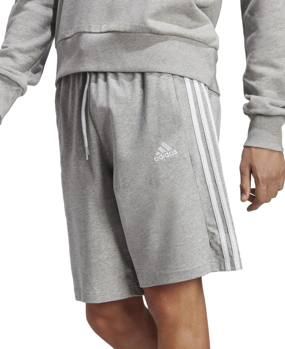 adidas Essentials 3-Stripes Single Jersey Shorts (Medium Grey Heather/White) Men's Shorts Product Image