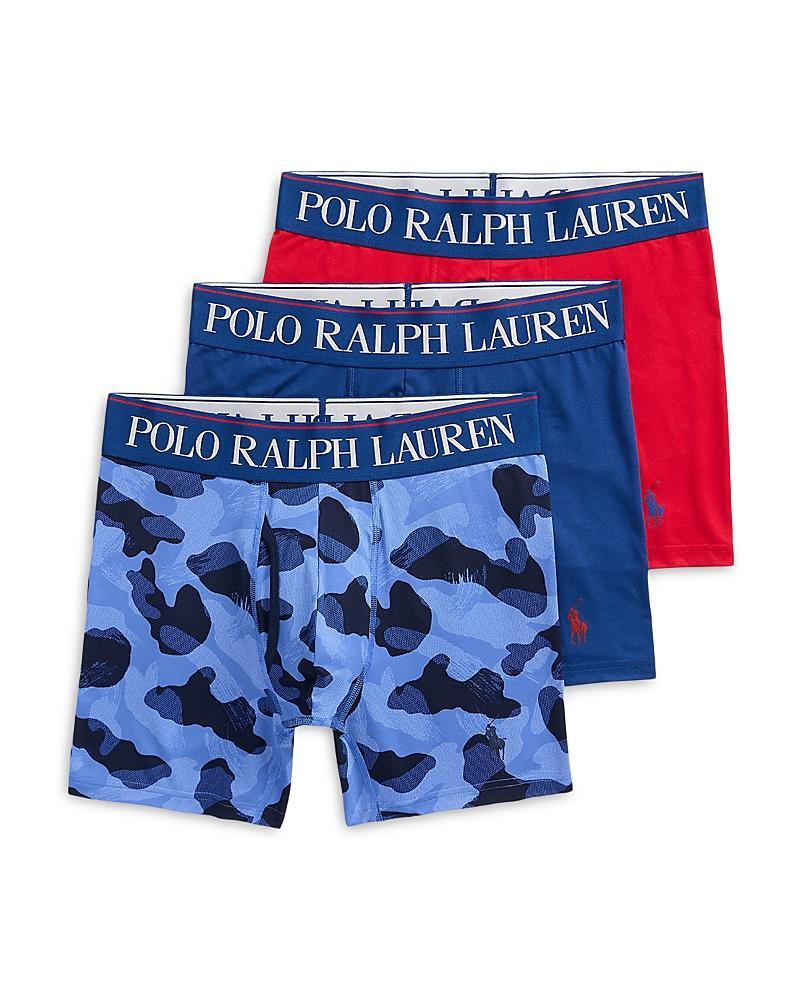 Polo Ralph Lauren Mens 3-Pk. 4D-Flex Cooling Microfiber Boxer Briefs - BRUSHSTROKE CAMO, HARRISON BLUE Product Image