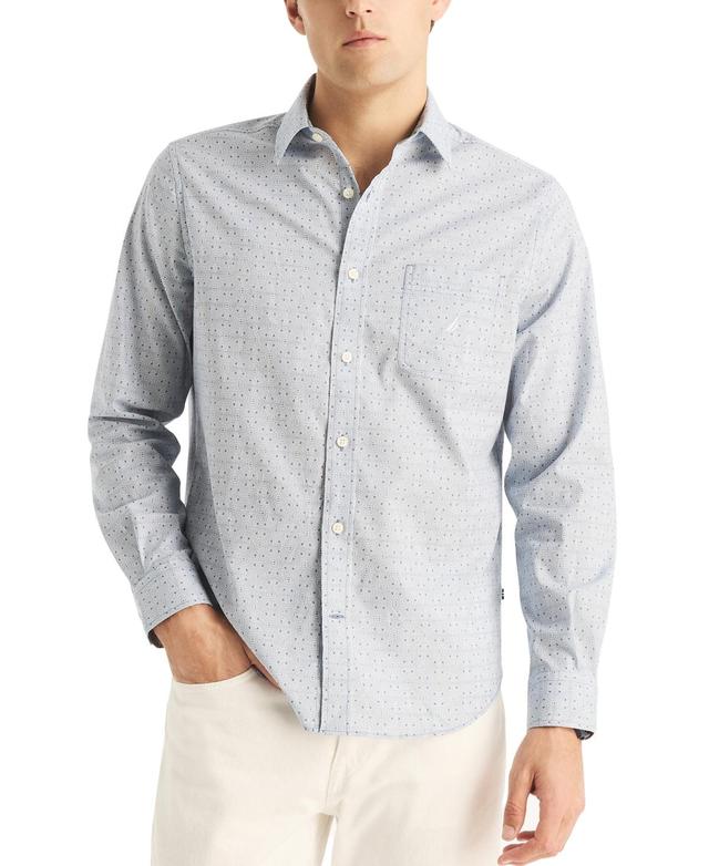 Nautica Mens Long Sleeve Button-Front Geo Print Shirt Product Image