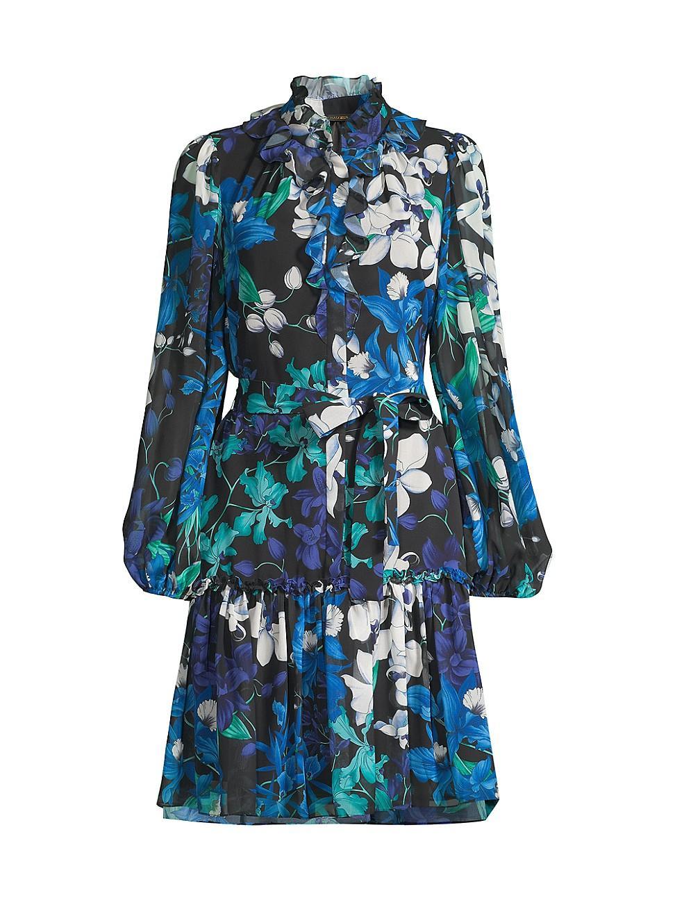 Womens Paisley Ruffled Floral Dress Product Image