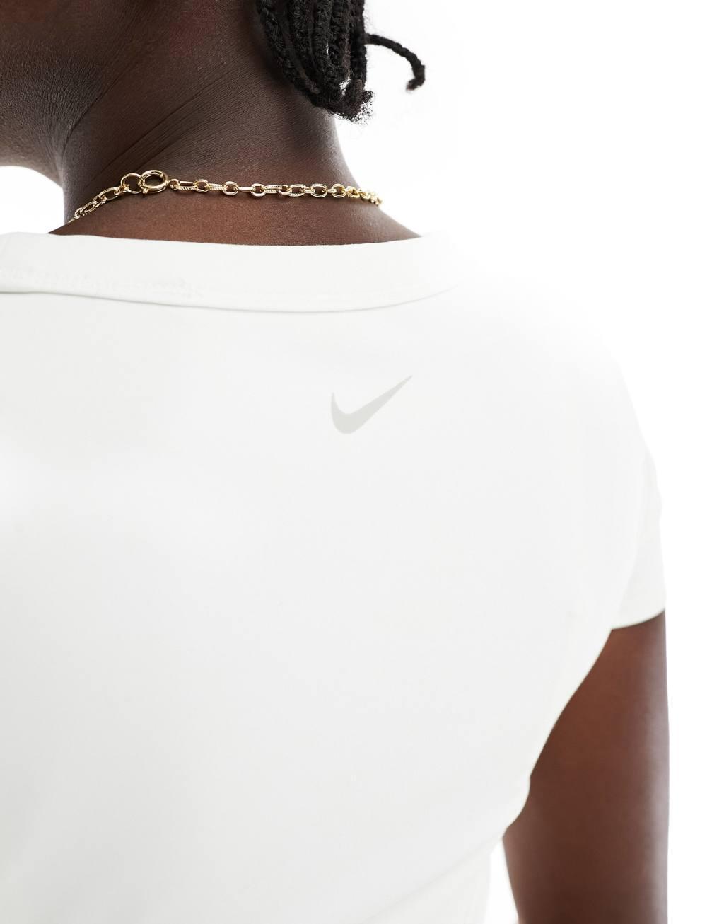 Nike One Training Dri-Fit fitted cropped t-shirt in white Product Image