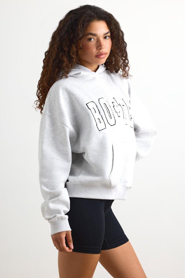 Appliqué Oversized Hoodie in Heather Grey Product Image