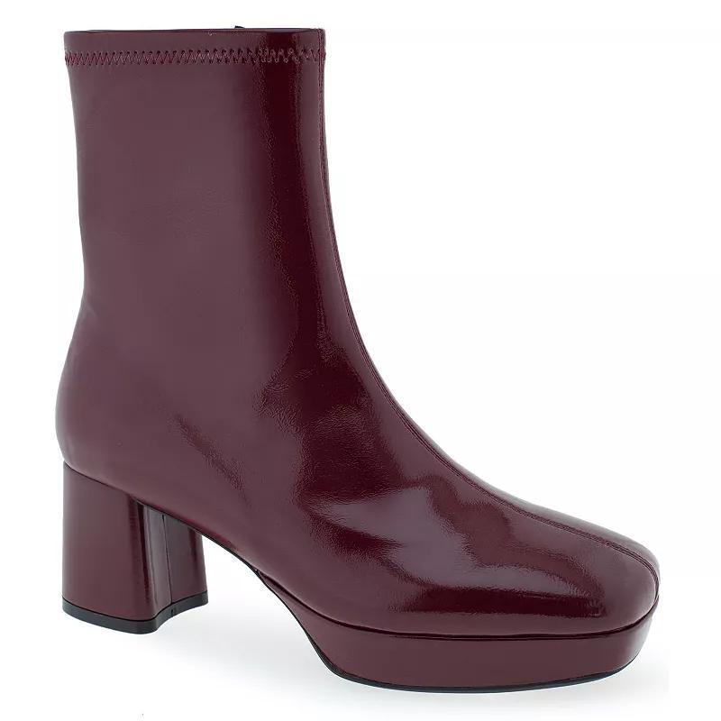 Aerosoles Sussex Womens Patent Faux Leather Ankle Boots Red Pu Leather Product Image