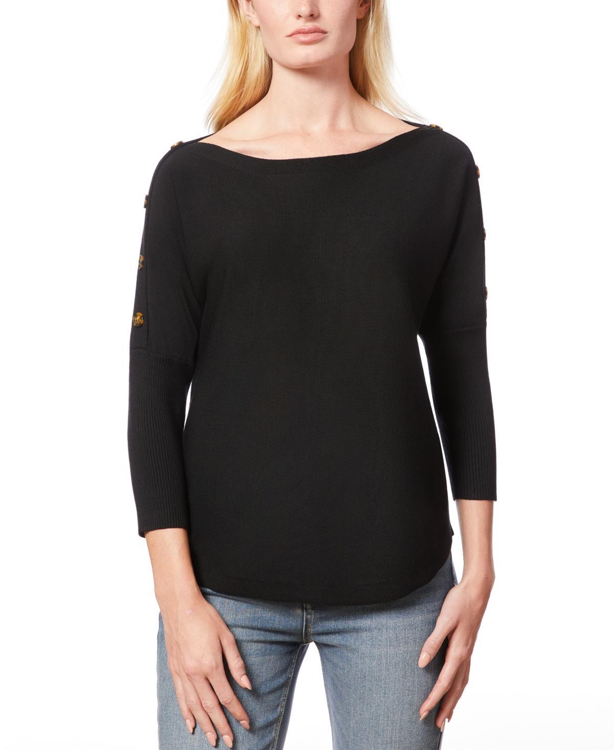 Melissa Paige Womens Dolman-Sleeve Buttoned-Sleeve Sweater Product Image