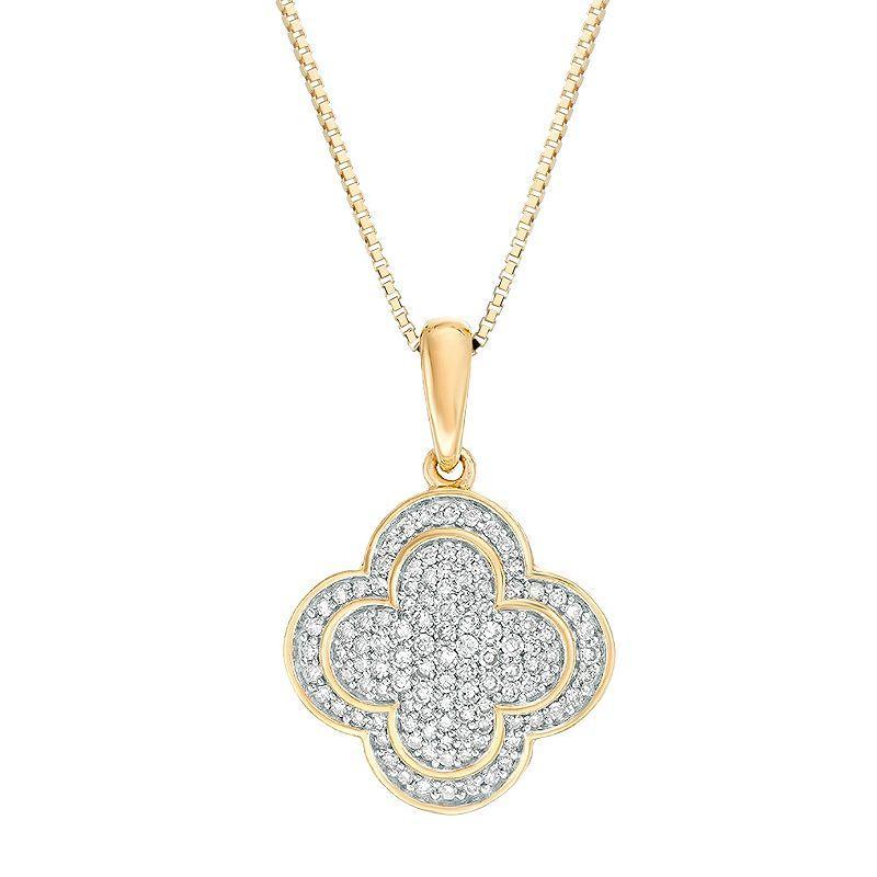 Gemminded 10k Gold 1/5 Carat T.W. Diamond Clover Pendant Necklace, Womens White Product Image