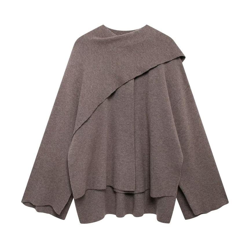 Cowl Neck Asymmetrical Oversized Sweater Product Image