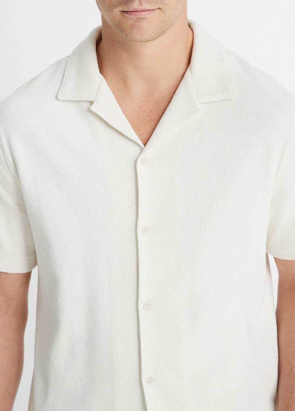 Bouclé Short-Sleeve Button-Front Shirt Product Image