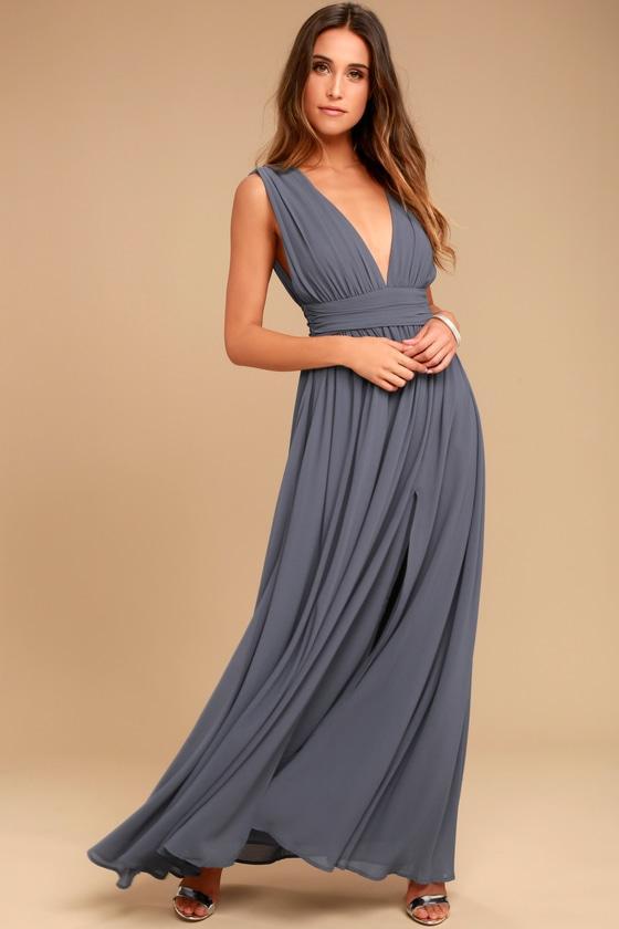 Heavenly Hues Denim Blue Maxi Dress Product Image