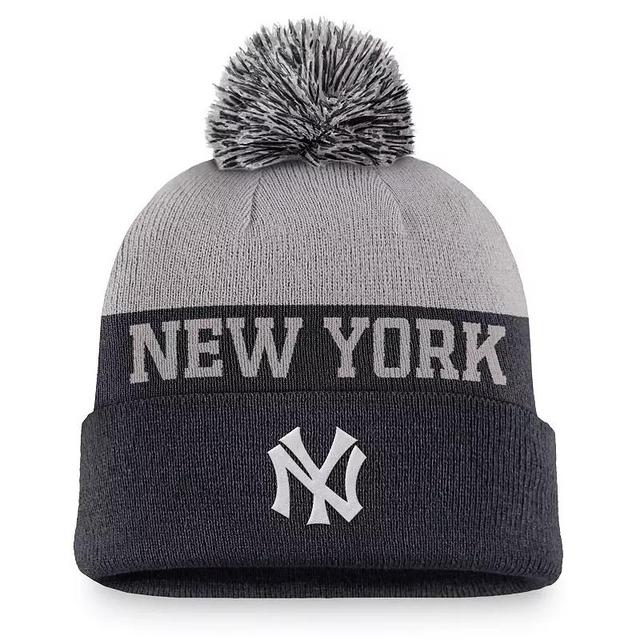 Mens Nike New York Yankees Rewind Peak Cuffed Knit Hat with Pom, Blue Product Image