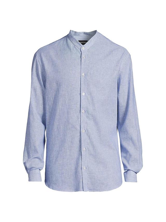 Mens Nehru Linen-Cotton Casual Button-Down Shirt Product Image