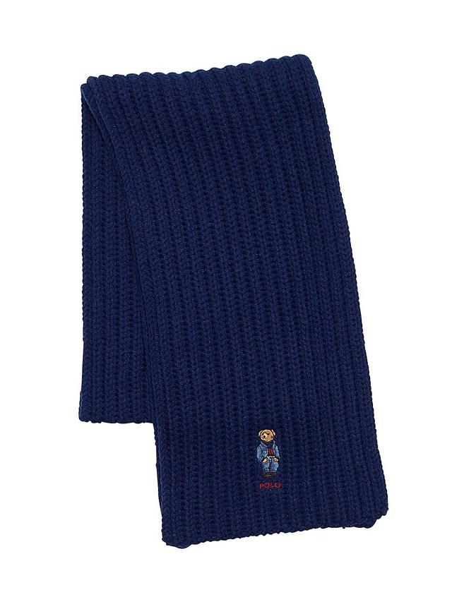 Womens Polo Bear Ribbed Wool-Blend Scarf Product Image