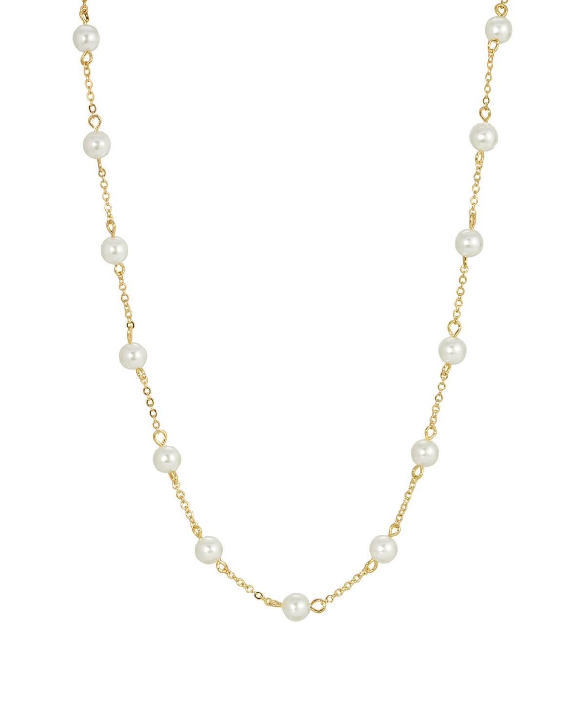 1928 Gold Tone Pearl Station Necklace, Women's, White - Size: One Size Product Image