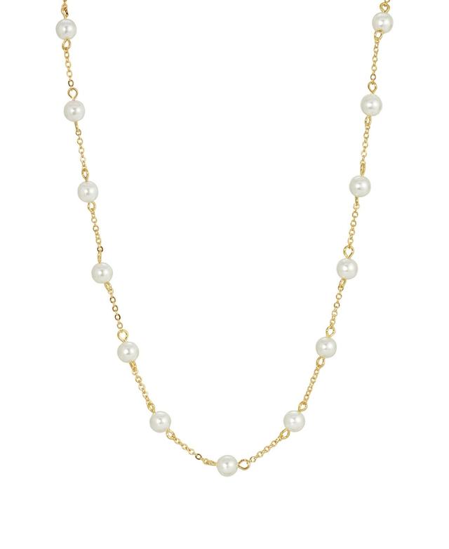 1928 Gold Tone Pearl Station Necklace, Women's, White - Size: One Size Product Image