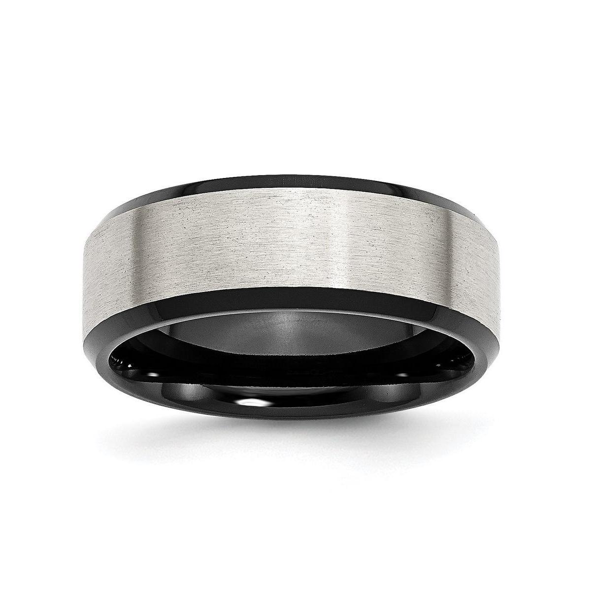 Chisel Stainless Steel Black Ip-plated Brushed 8mm Edge Band Ring Product Image