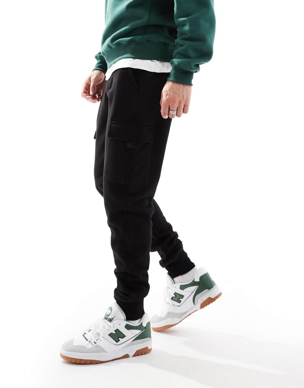 French Connection cargo sweatpants in black Product Image