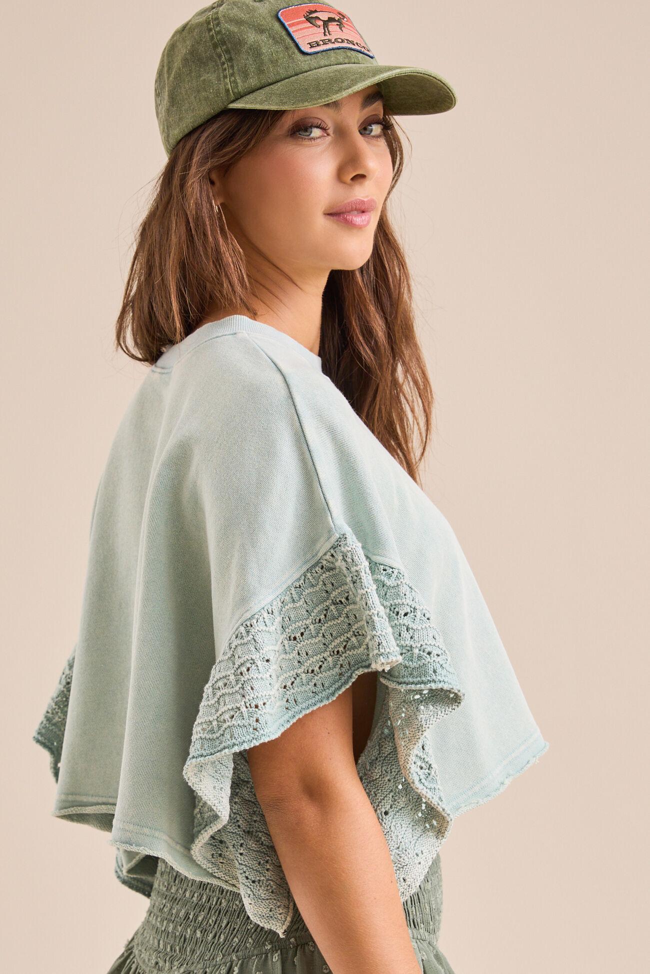 Kaia Crochet Flutter Sleeve Top Product Image