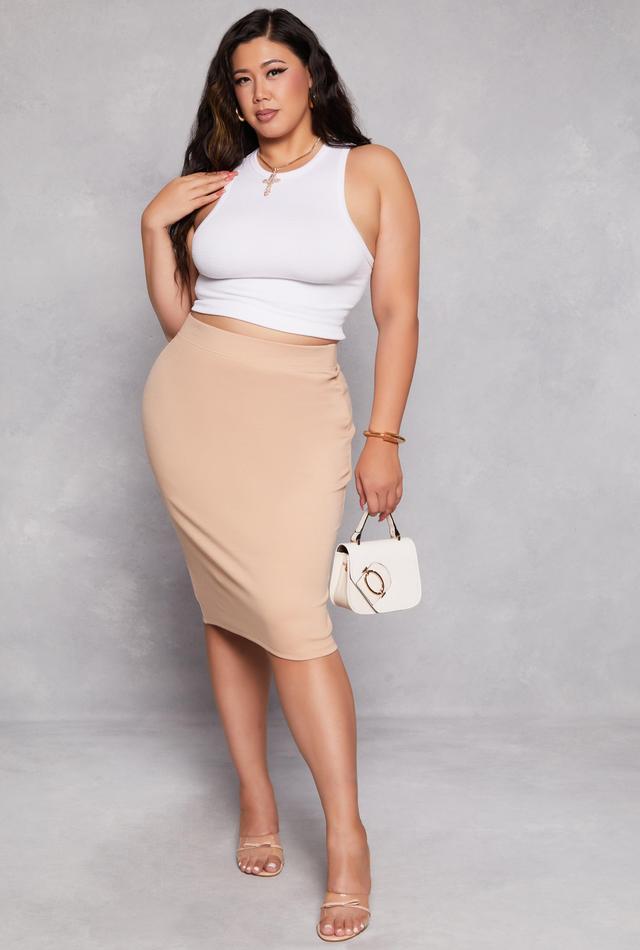 Womens Plus Size Iris Ponte High Waist Midi Pencil Skirt Product Image