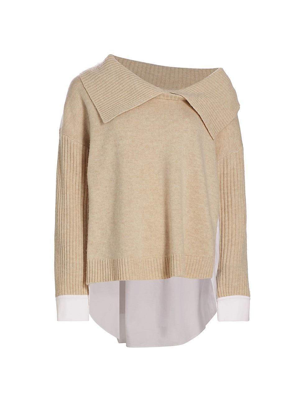 Womens Wool-Cashmere Hybrid Off-The-Shoulder Sweater Product Image