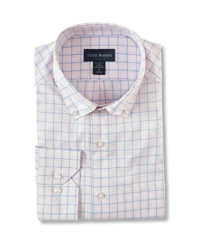 Scott Barber Windowpane Check Stretch Cotton Button-Down Shirt Product Image