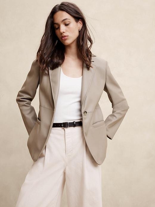 Vegan Leather Blazer Product Image