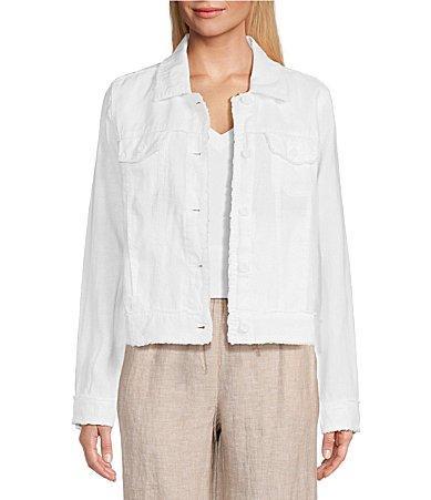 Tommy Bahama Breezy Palm Embroidered Linen Notch Collar Long Sleeve Jacket Product Image