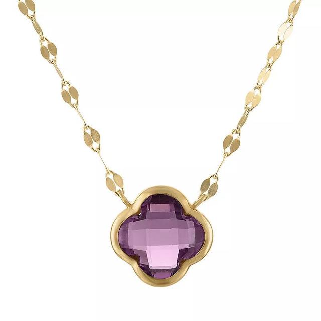 Tiara 10k Gold Gemstone Clover Pendant Necklace, Womens Purple Product Image