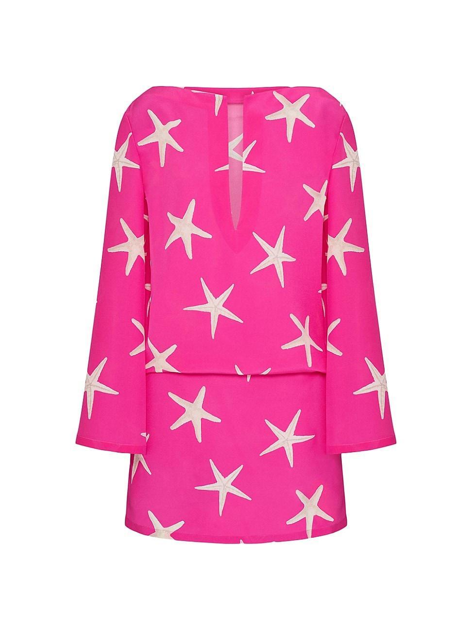 Womens Starfish Crepe De Chine Short Dress Product Image