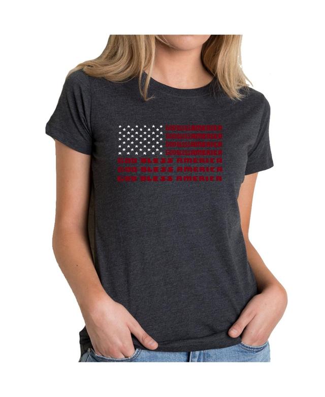 La Pop Art Womens Premium Blend T-Shirt with God Bless America Word Art Product Image