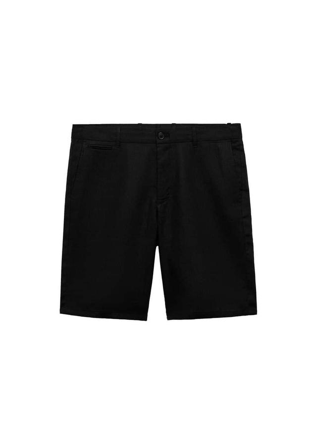 MANGO MAN - Slim fit 100% linen Bermuda shorts blackMen Product Image