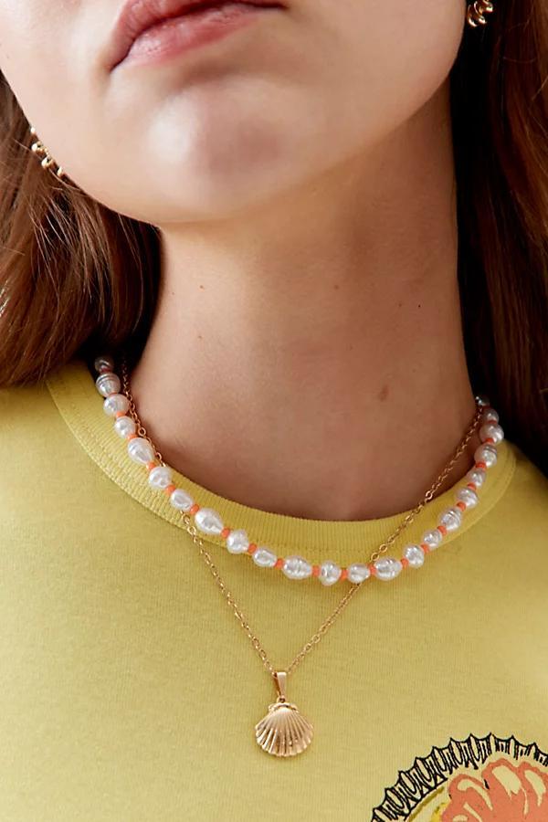 Beachy Neon Pearl & Charm Layering Necklace Set Womens at Urban Outfitters Product Image