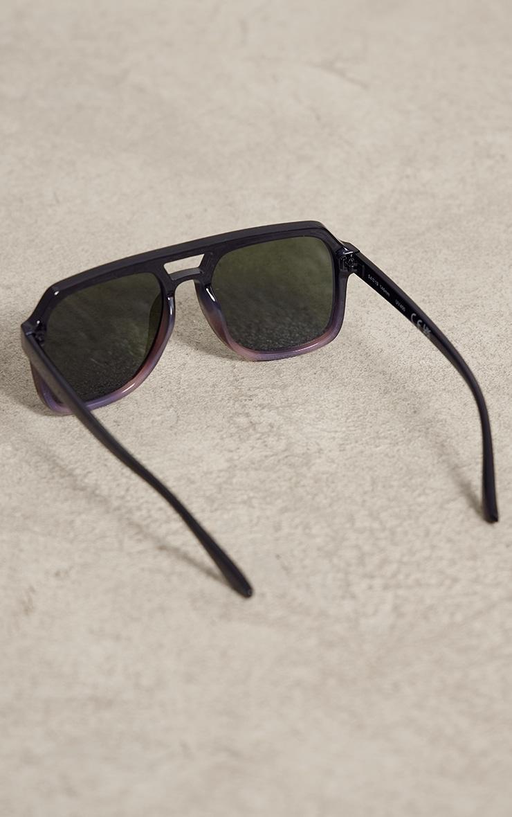 Black Matte Ombre Aviator Sunglasses Product Image