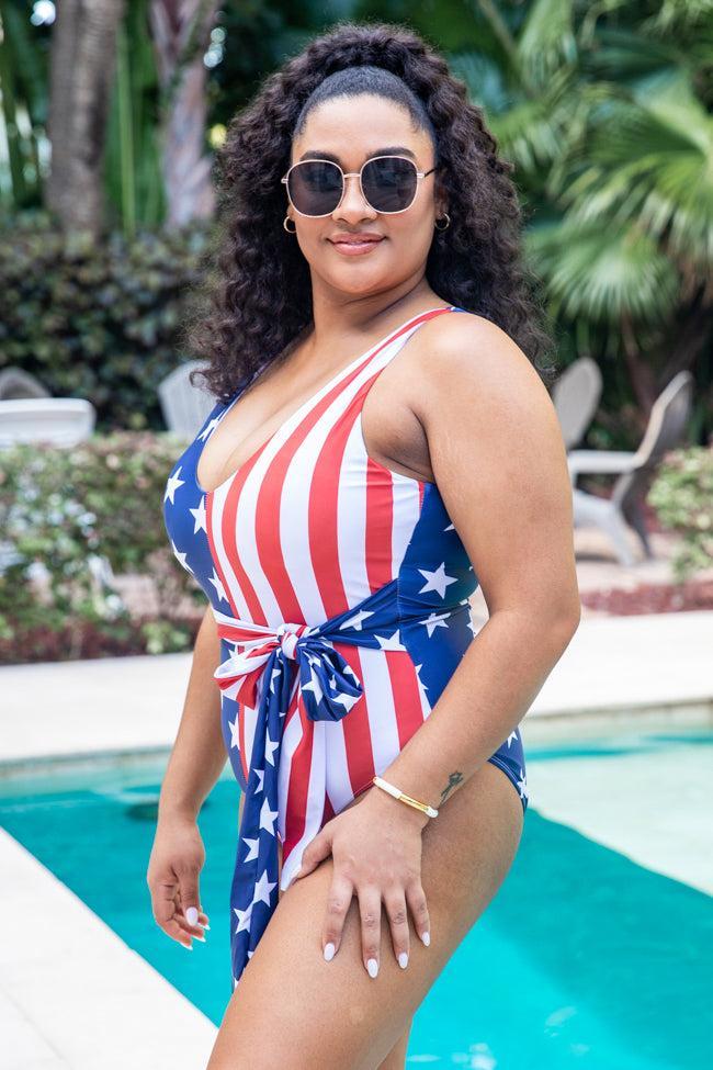 Going My Own Way Stars and Stripes One Piece Swimsuit FINAL SALE Product Image