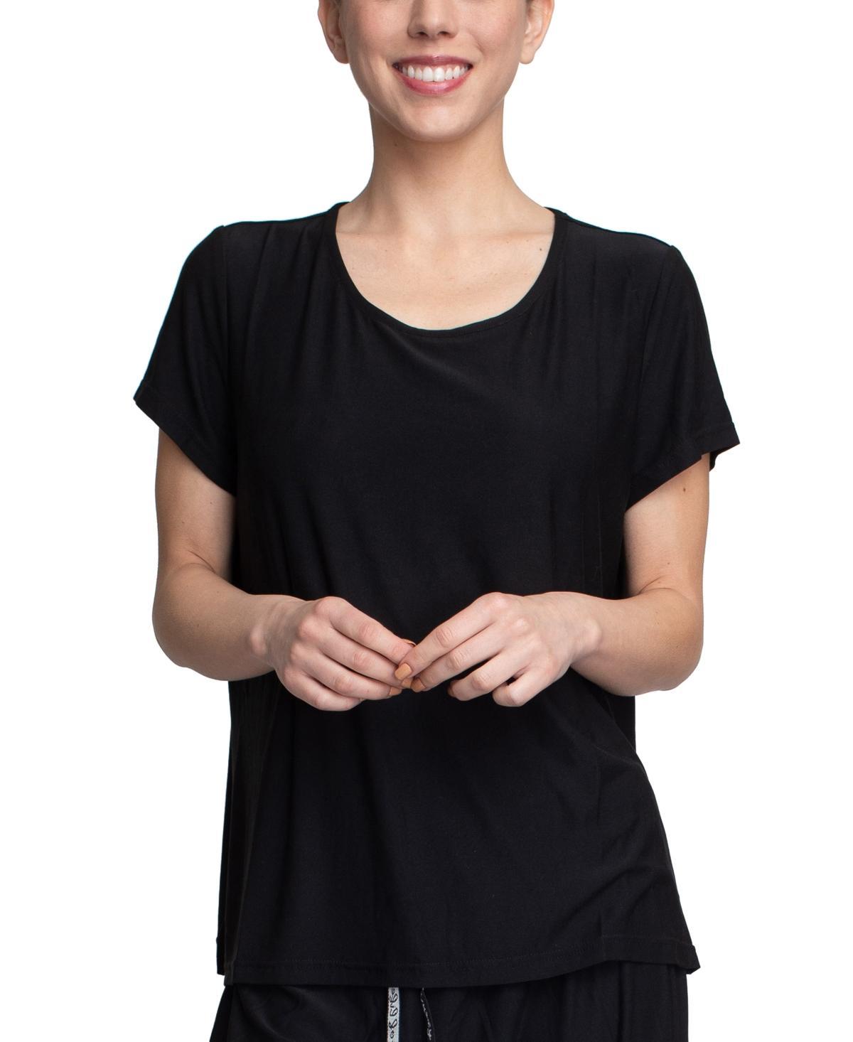 Muk Luks Womens 2-Pk. Sleep T-Shirt & Tank Top Black Product Image