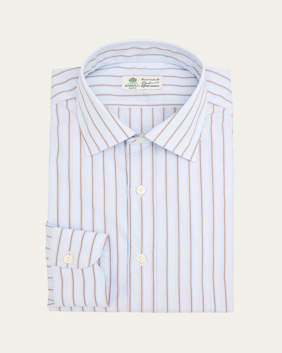 Mens Cotton Multi-Stripe Dress Shirt Product Image